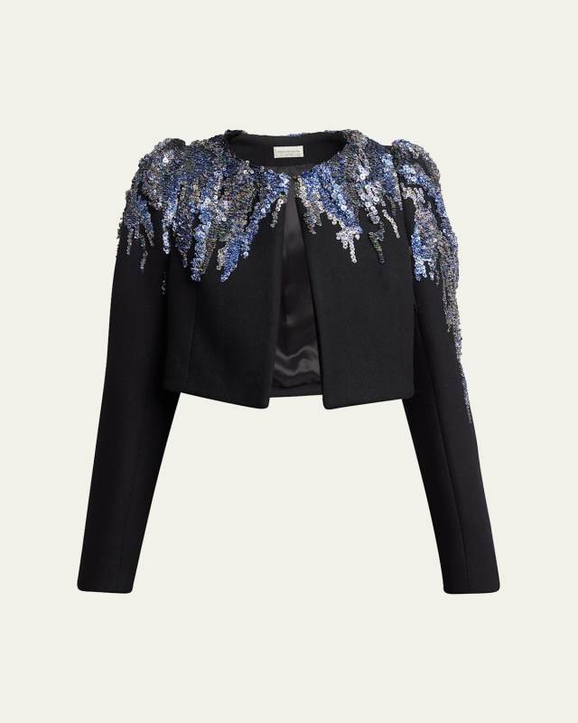 Bea Sequined Cropped Wool Jacket